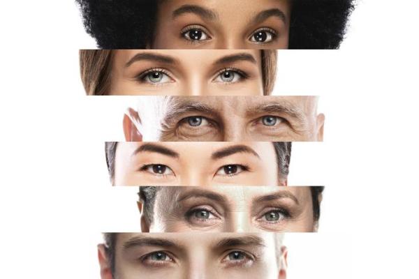 forehead and eyes of a diverse range of people 