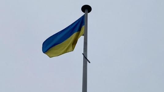 Ukraine flag flying outside Surrey Heath House