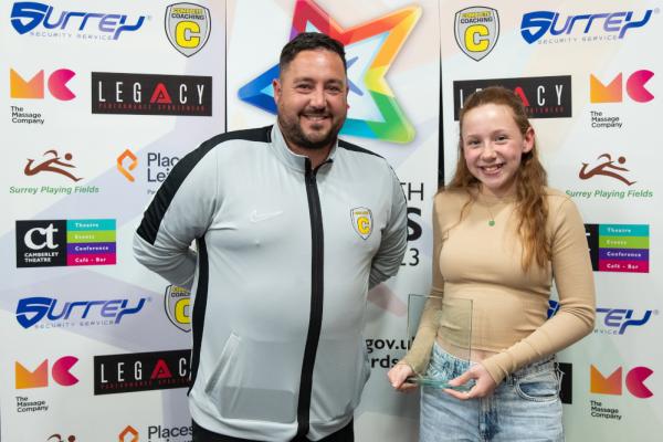 Lola Grace Mizzi winner of Newcomer of the Year with sponsor Complete Coaching