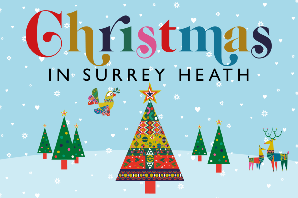 Christmas in Surrey Heath logo with Christmas trees