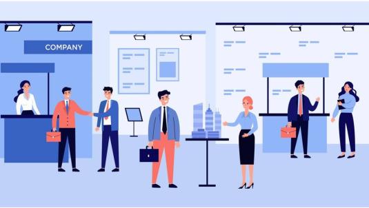 Simplified illustration of a careers fair.