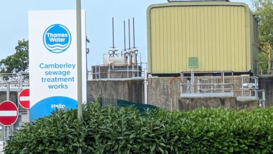Thames Water Camberley Sewage Treatment Works sign