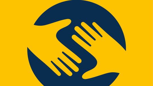 two hands reaching together