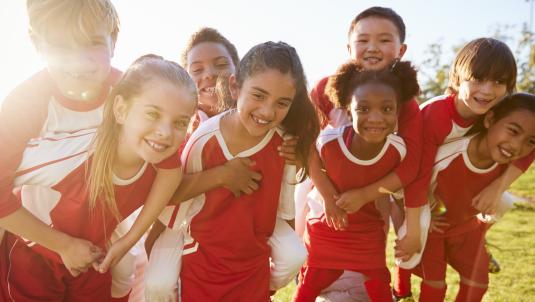 children playing sport