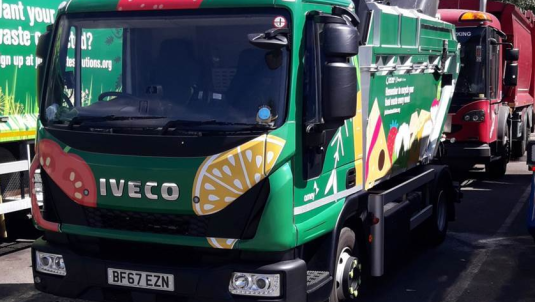 Colourful food waste truck