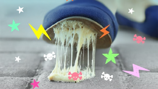 chewing gum under a shoe