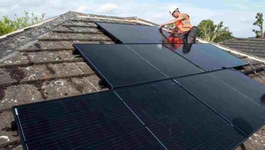 solar panels being installed