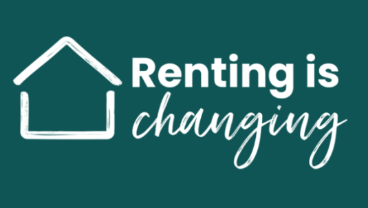 Renting is changing wording next to line drawing of house outline