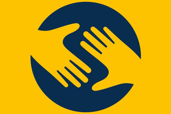 two hands reaching together