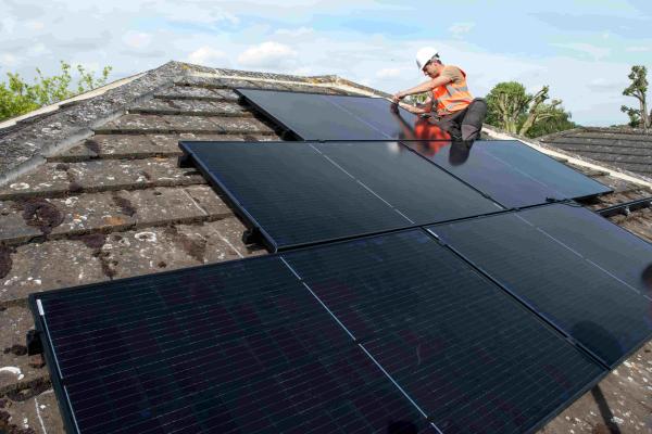 solar panels being installed