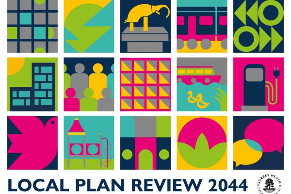 Grid of brightly coloured boxes with different planning related icons