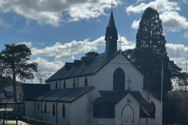 White church with tower