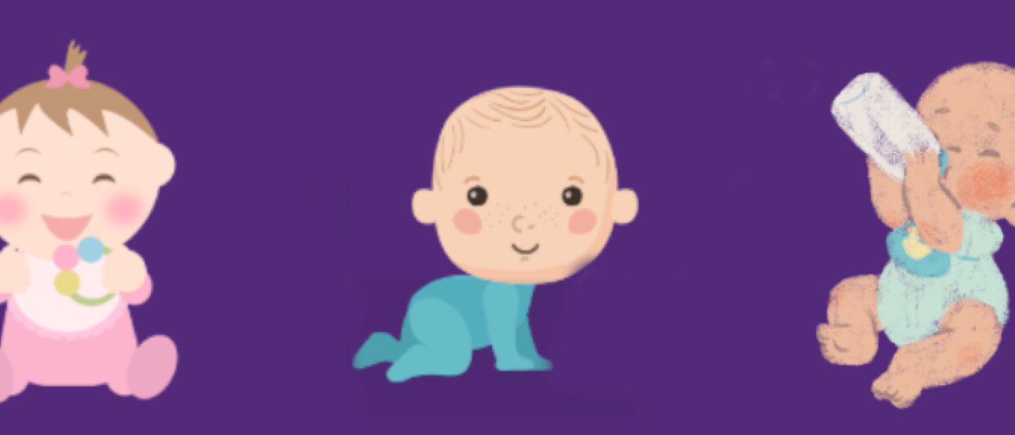 Baby Beginnings logo with three cartoon style happy babies