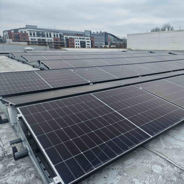 Solar panels on roof of Places Leisure Camberley