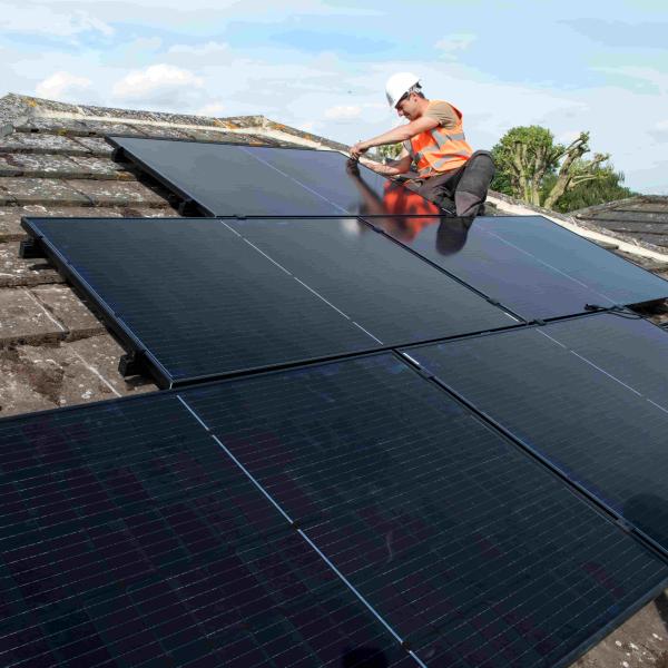 solar panels being installed