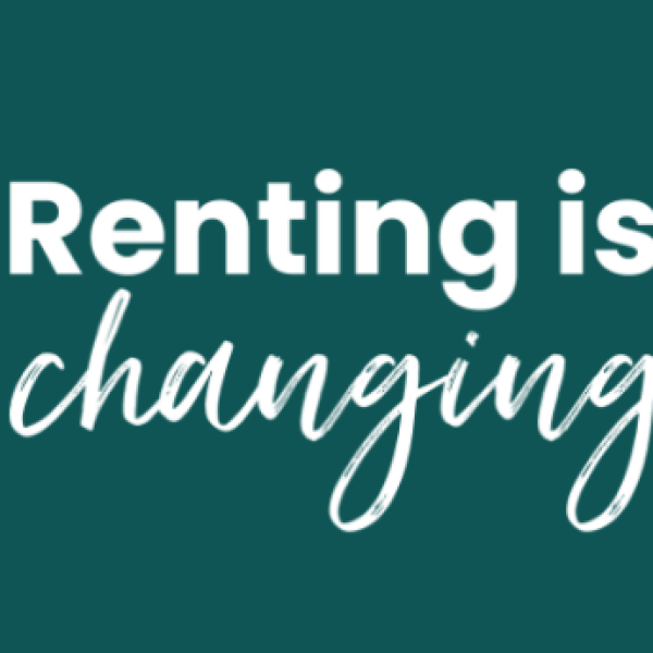 Renting is changing wording next to line drawing of house outline