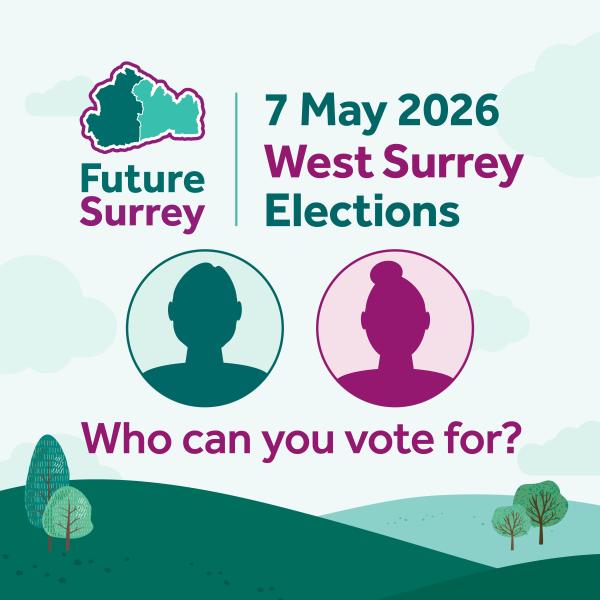 Future Surrey. 7 May 2026. West Surrey Elections. Who can you vote for?