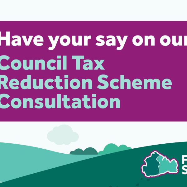wording 'Have your say on our Council Tax Reduction Scheme consultation' Future Surrey logo